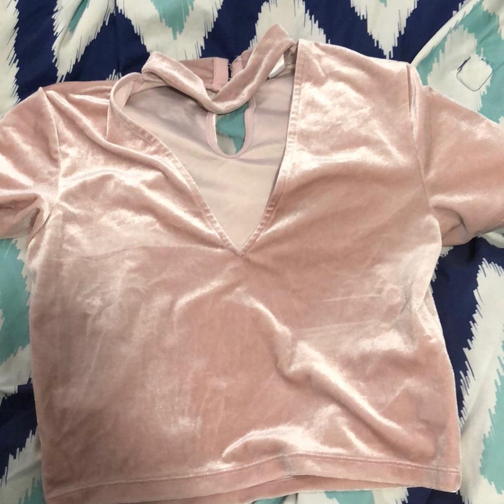 Pink velvet crop top